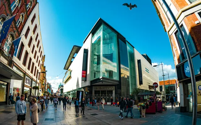 Pedestrians on a shopping street in Dublin